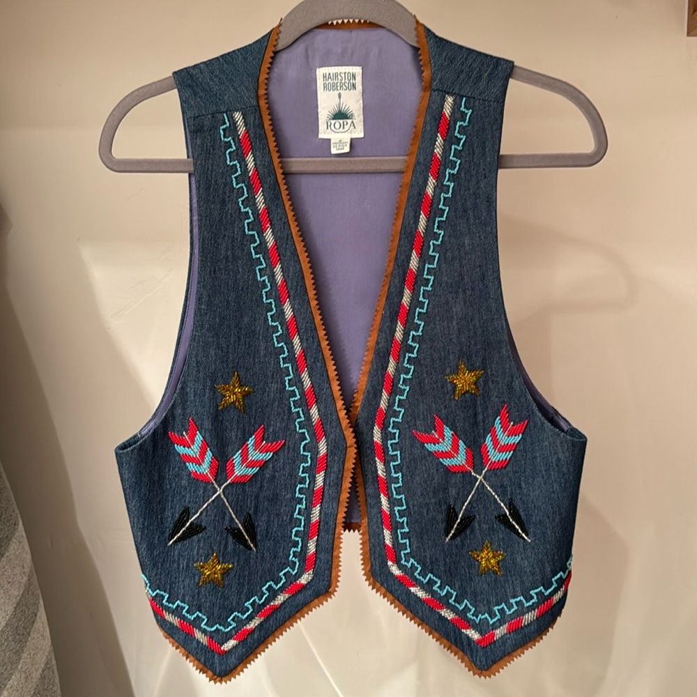 Hairston Roberson Beaded Vest ~ Double D Ranch Vibes!! Size Sm. Vintage 80s-90s.